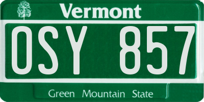 VT license plate OSY857