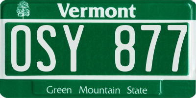 VT license plate OSY877