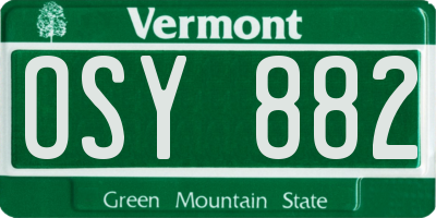 VT license plate OSY882