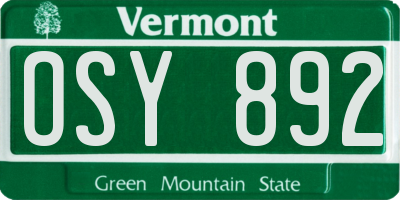 VT license plate OSY892