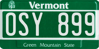 VT license plate OSY899