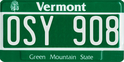 VT license plate OSY908