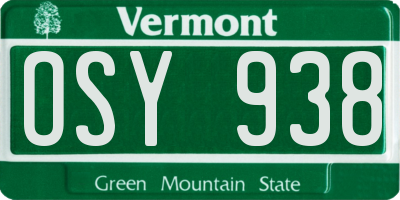 VT license plate OSY938