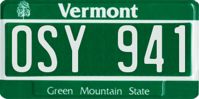 VT license plate OSY941