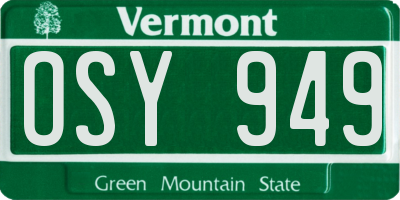 VT license plate OSY949
