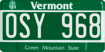 VT license plate OSY968