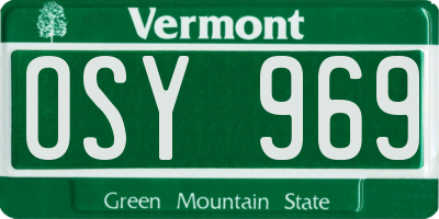 VT license plate OSY969