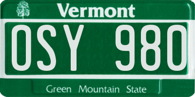 VT license plate OSY980