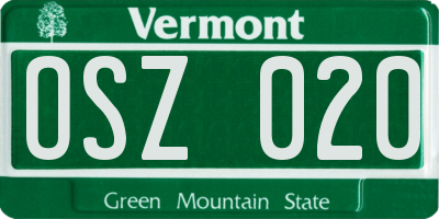 VT license plate OSZ020