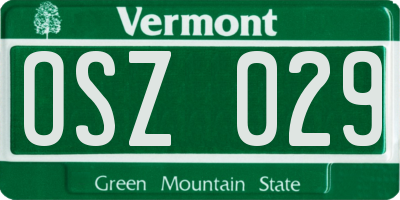 VT license plate OSZ029