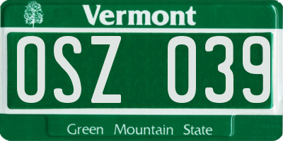 VT license plate OSZ039