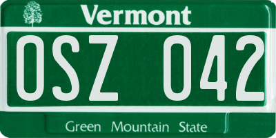 VT license plate OSZ042