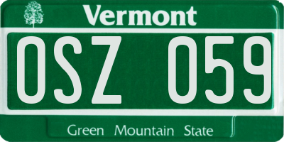 VT license plate OSZ059