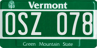 VT license plate OSZ078