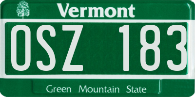 VT license plate OSZ183