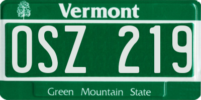 VT license plate OSZ219