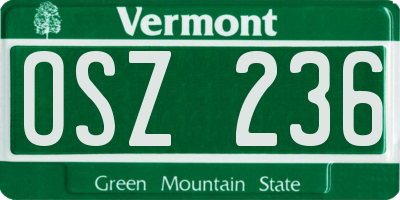 VT license plate OSZ236