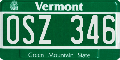 VT license plate OSZ346