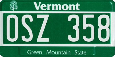 VT license plate OSZ358