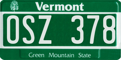 VT license plate OSZ378