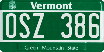 VT license plate OSZ386