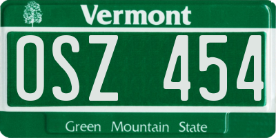 VT license plate OSZ454