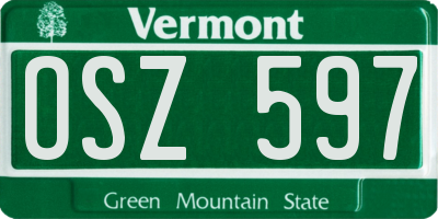 VT license plate OSZ597