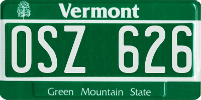 VT license plate OSZ626