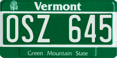 VT license plate OSZ645