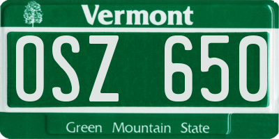 VT license plate OSZ650