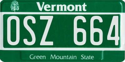 VT license plate OSZ664