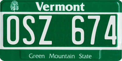 VT license plate OSZ674
