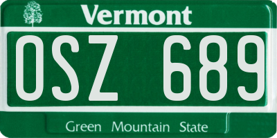 VT license plate OSZ689