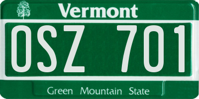 VT license plate OSZ701