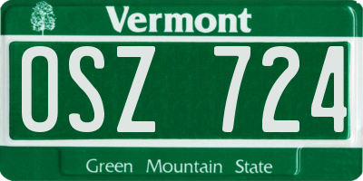 VT license plate OSZ724