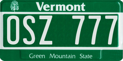 VT license plate OSZ777