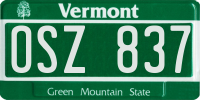 VT license plate OSZ837