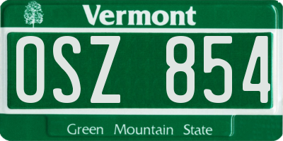VT license plate OSZ854