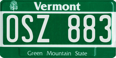 VT license plate OSZ883