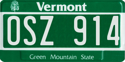 VT license plate OSZ914