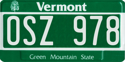 VT license plate OSZ978