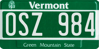 VT license plate OSZ984