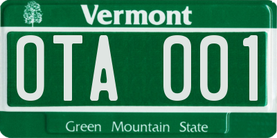 VT license plate OTA001