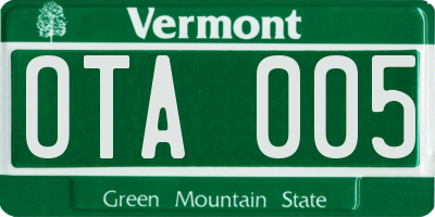 VT license plate OTA005