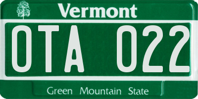 VT license plate OTA022