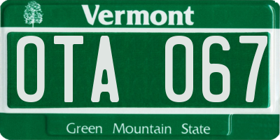 VT license plate OTA067