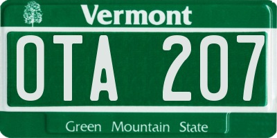 VT license plate OTA207