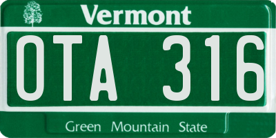 VT license plate OTA316