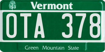 VT license plate OTA378