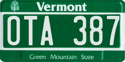 VT license plate OTA387